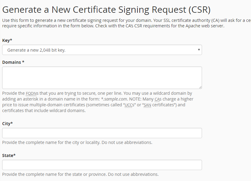 ایجاد کد CSR برای گواهینامه ssl 